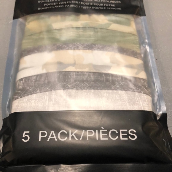 DKNY 5 pack face masks multi designs. Adjustable ear loops/nose piece. NWT - Picture 3 of 7